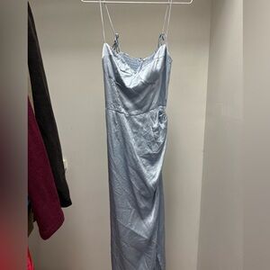 Reformation PSatin Formal Long Maxi Dress Mineral Blue